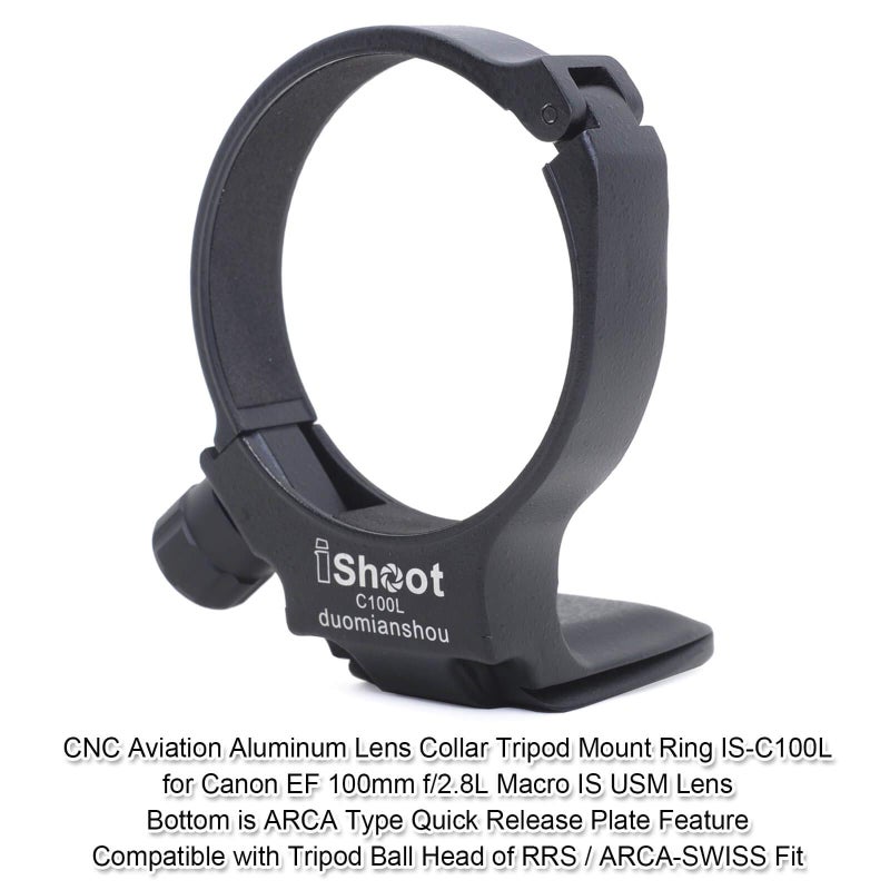 iShoot Metal Tripod Mount Ring D (B) Lens Collar Support Holder Bracket for Canon EF 100mm f/2.8L Macro is USM Lens, Replaces Canon Tripod Mount Ring D (B) - Image 2